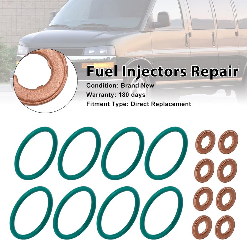 Frezon 8Pcs Fuel Injector O-rings Seal Gaskets Fuel Injectors Repair Kit Fit For Duramax LLY, LBZ, LMM 2004.5-2010,For Cadillac Escalade 6.6L 2004-2005# F00RJ01086, 97327722, F00E200099, 94013303 - Image 4